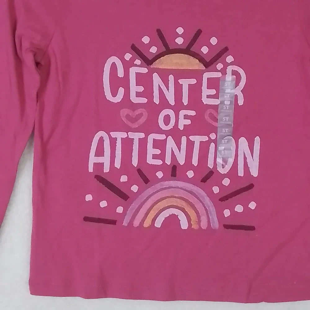 OshKosh‎ Long Sleeve Cotton T-Shirt Girl's Size 5T Pink w/ Graphic
